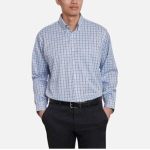NEW Kirkland Signature Mens 16x32/33 Traditional Fit Non-Iron Dress Shirt Blue